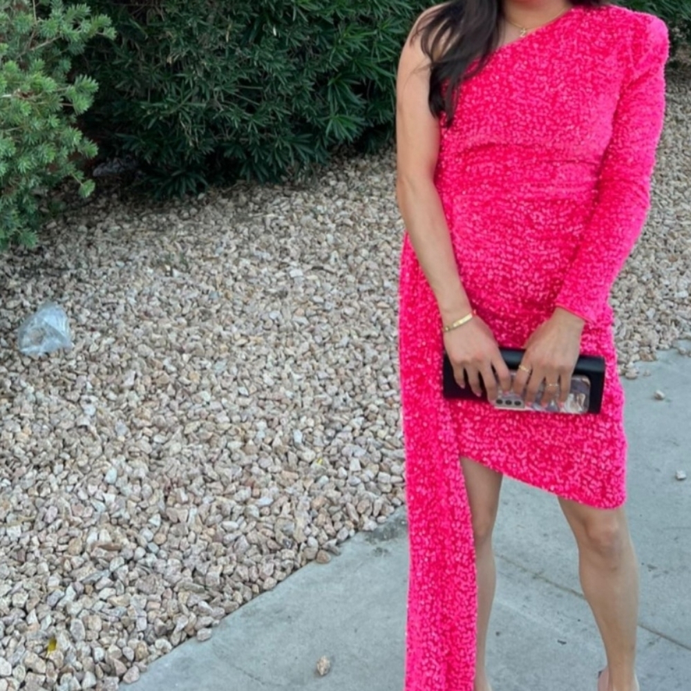 ASOS LUXE SEQUIN ONE SHOULDER DRESS